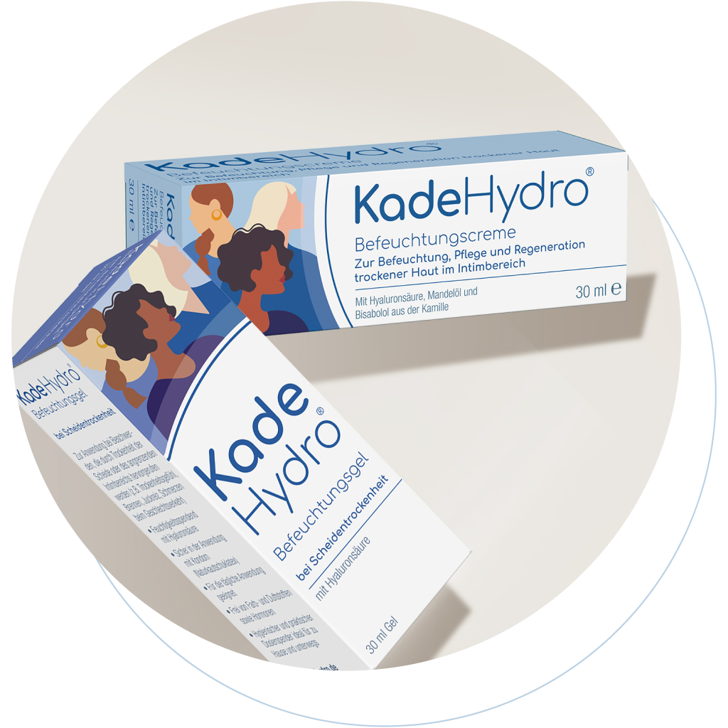 KadeHydro Produkte mit feuchtigkeitsspendender Hyaluronsäure bei trockenheitsbedingten Beschwerden im Intimbereich
